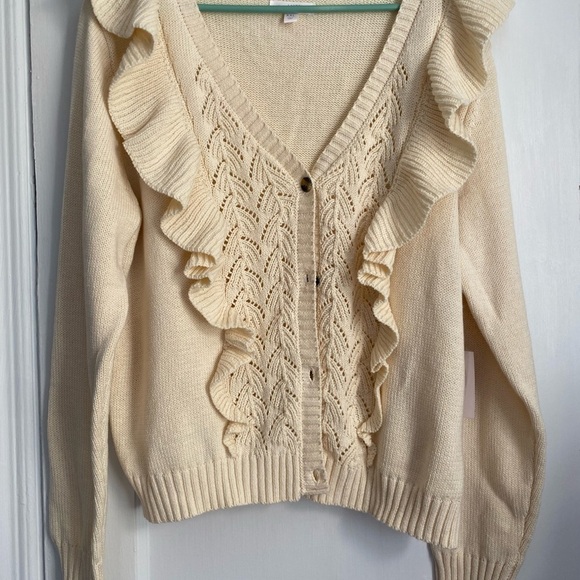 NWT - Women's LC Lauren Conrad Ruffle
Pointelle Cardigan, Size: XXL - Picture 2 of 10